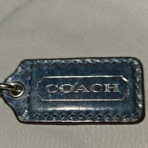 Coach Blue Leather Key Tag - COACH Logo